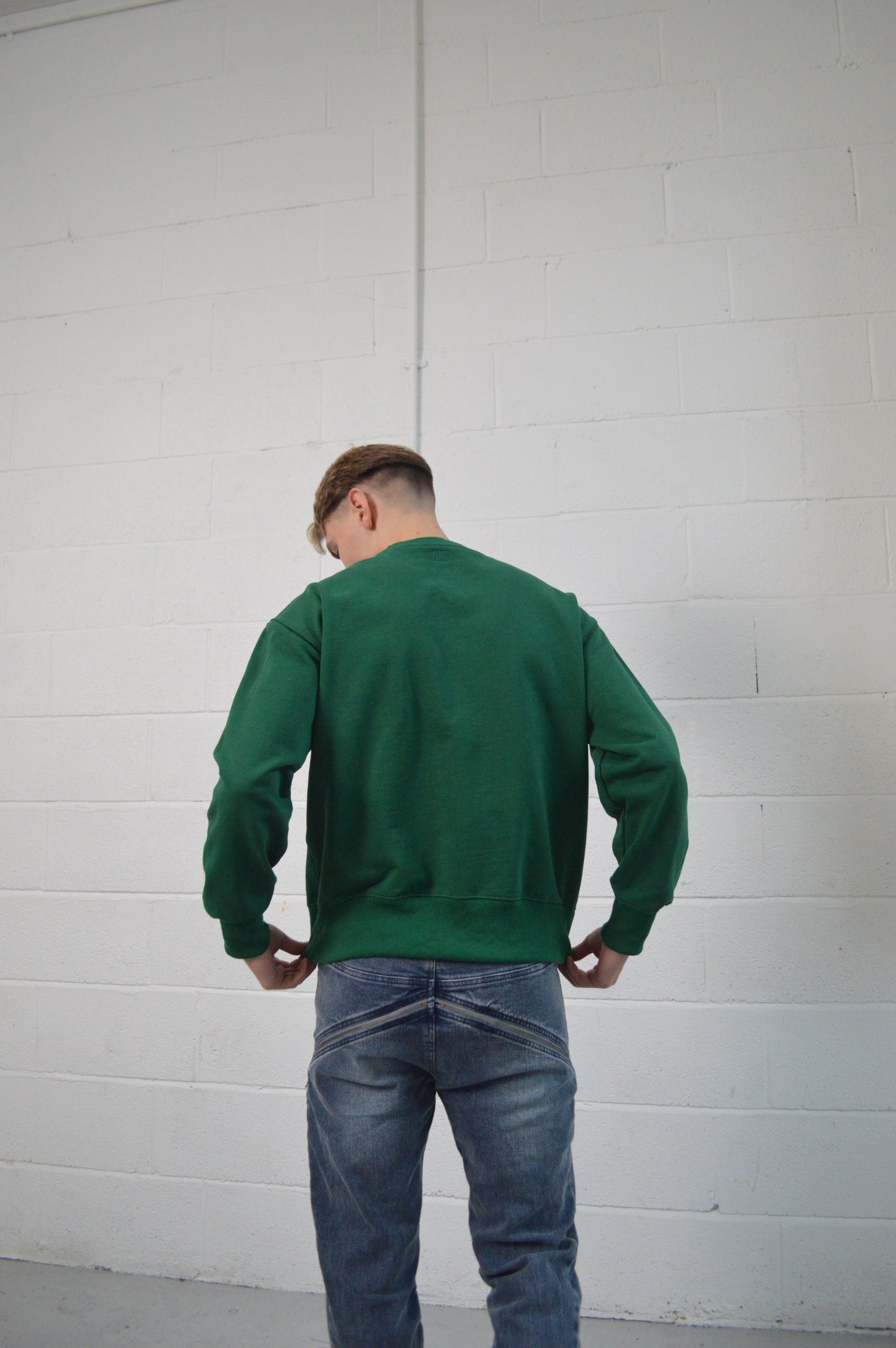 AMI PARIS MEN GREEN CREWNECK JUMPER